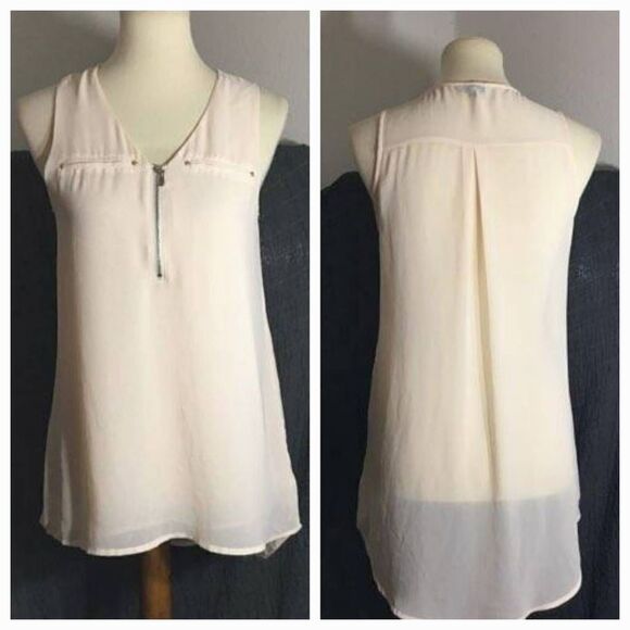 Naked Zebra Cream Sleevles Top Size Small - Picture 1 of 11